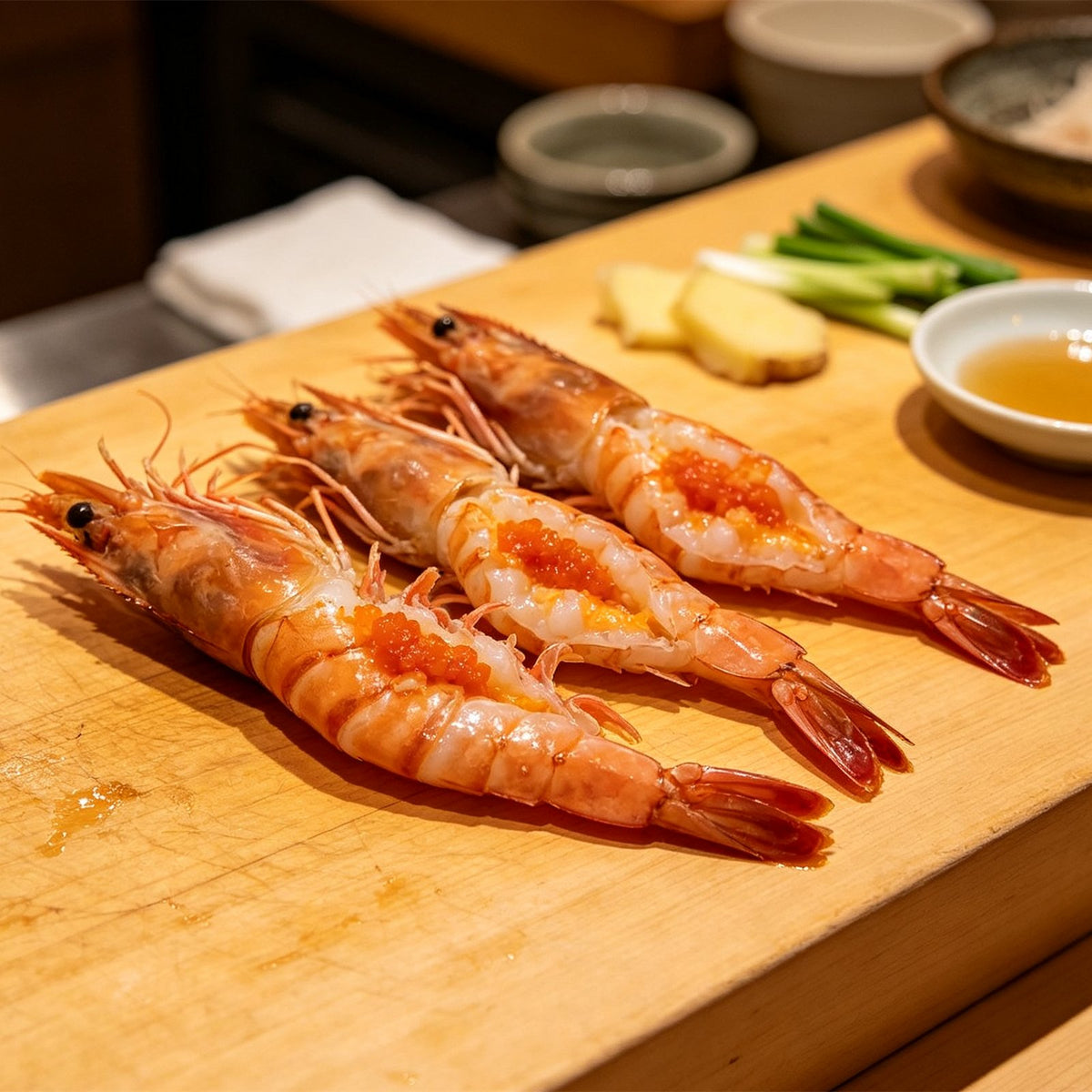 Cooked Mantis Shrimp With Orange Roe