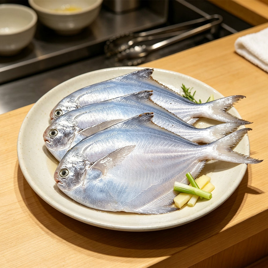 Pomfret, steamed