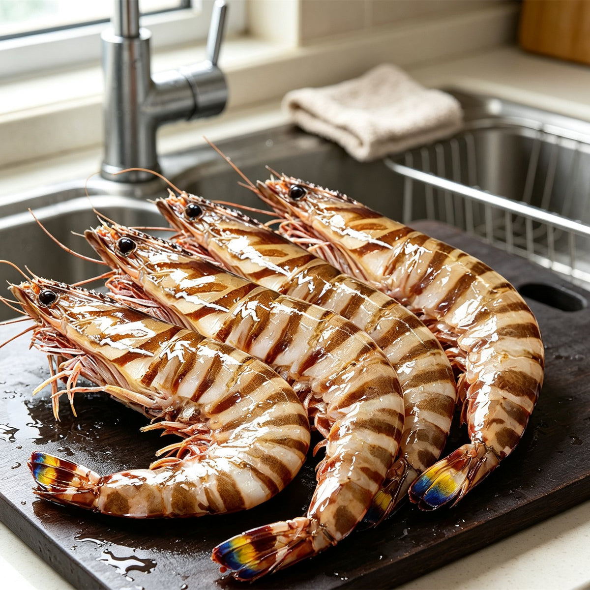 Fresh Whole Tiger Prawns Shell On